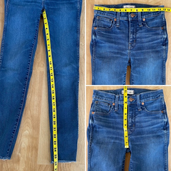 Madewell 9” High Rise Skinny Crop Jeans Destructed Hem Medium Wash Ankle Length - Picture 14 of 16